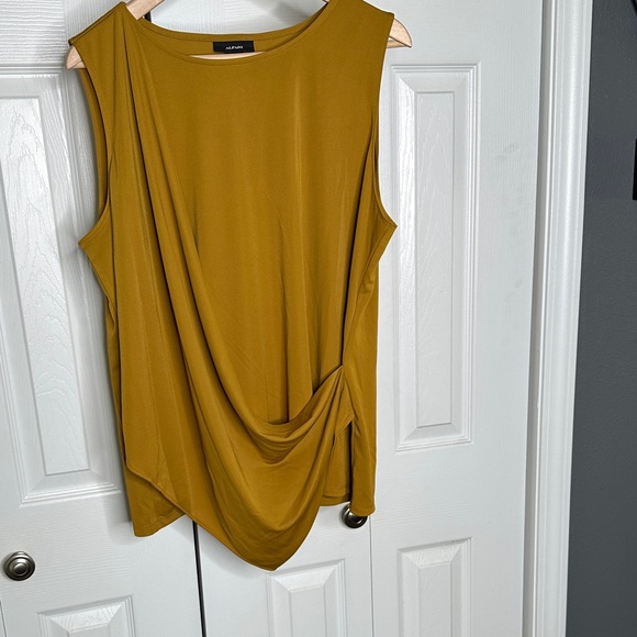 Alfani Women's Mustard Color Sleeveless Drape Top XL P2P 23" 25" Length NWT - Picture 12 of 13